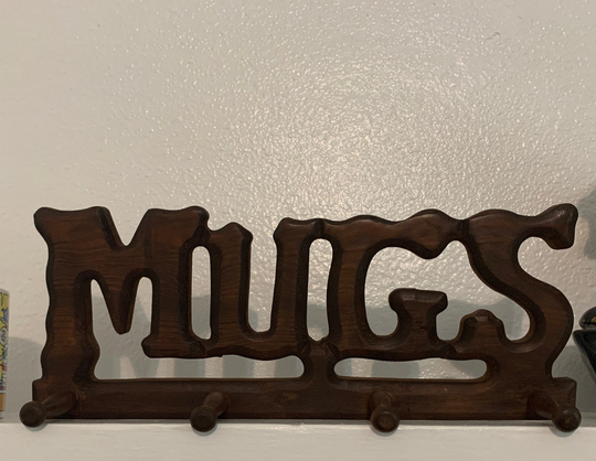 Vintage Peg Rack - Wooden Wall Mug Mugs