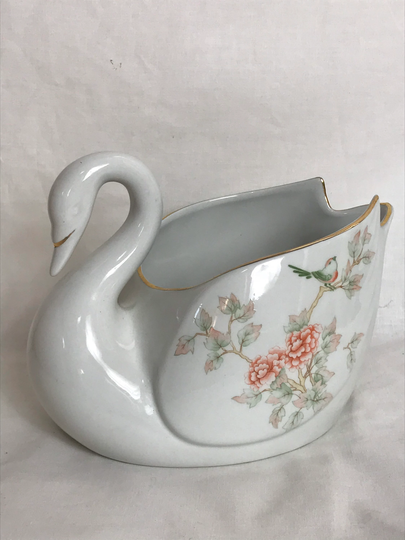 Vintage Floral Swan Planter. Figurine. St Michael 1980S 6