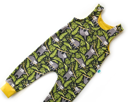 Sloth Organic Dungarees | Kids Unisex Romper Baby