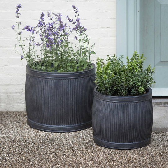 Fibre Clay Ribbed Round Planters