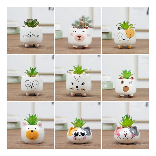 Adorable Animal Planter, Ceramic Dog Cat Giraffe Succulent Owl Mini Cactus Small Bear Planter