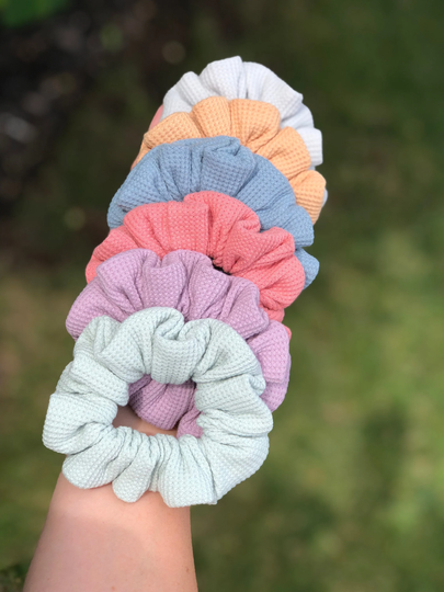 Scrunchies - Organic Waffle Knit, Cotton, Hair Accessories, Ties, Multiple Colours, Summer
