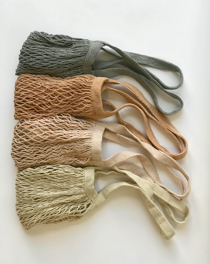 Mesh Bag, Plant Dyed, Organic Cotton, Reusable Shopper, Beach Bag, Yoga Market