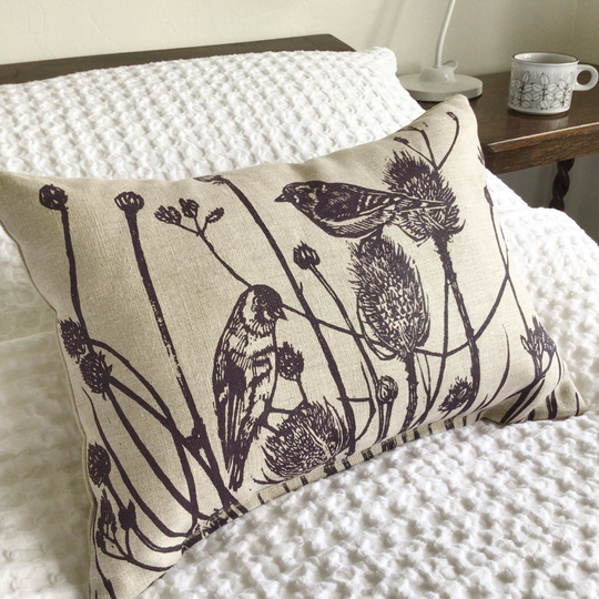 Lavender Scented Sleep Pillow, 'Birds On Teasels'