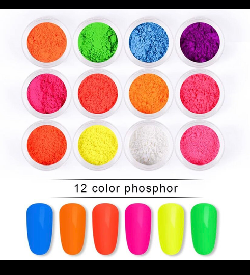stack Of 12 Neon Pigment Powder Fluorescent Color Gradient Fluorescence Effect Pigments Safe For Used As Eye Shadow