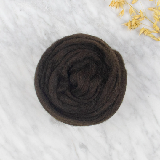 Organic Merino Wool Roving 623 Coffee