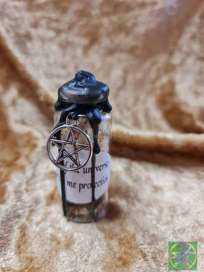 Protection Spell Jar, Witch's Witchcraft, Crystals, Herbs, Wicca, Spell Bottle, Talisman, Protection Spell, Witch, Pagan