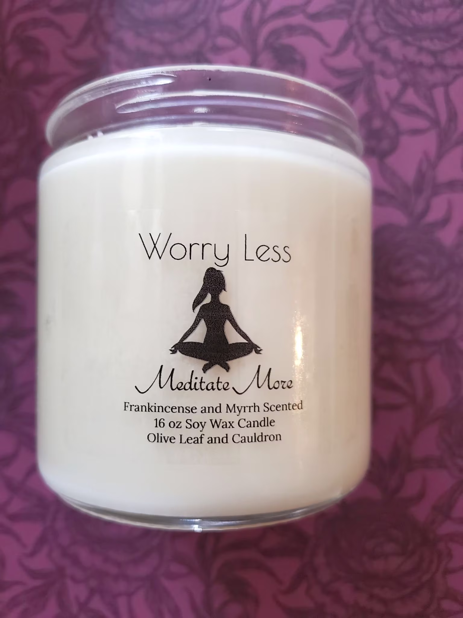 Worry Less Meditate More Candle | Funny Gift Meditation Mindfulness