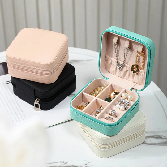 Jewelry Organizer Display Travel Case Boxes Portable Box Leather Storage Earring Holder