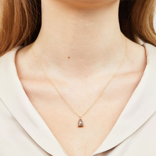 18ct Gold Shield Salt And Pepper Diamond Necklace, Gold