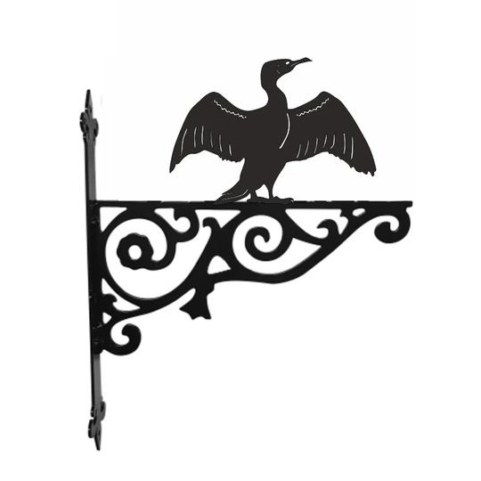 Cormorant Ornamental Hanging Bracket - Contemporary Basket Wall Mounted Decorative Garden Black