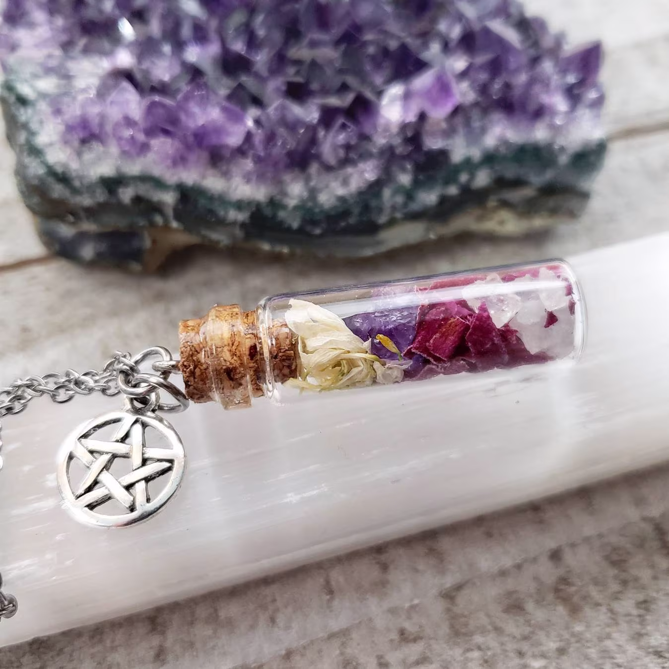 Travel Protection Necklace - Intention Jewelry Charm Travel Vial Safe