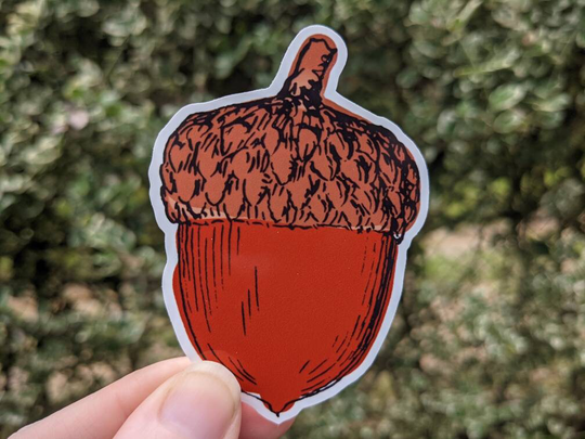 Large Acorn Sticker, Fall Autumn Vinyl Decal, Nuts, Decor, Burgundy Stickers, Seasonal Weather, Welcome Fall, Die Cut Sticker