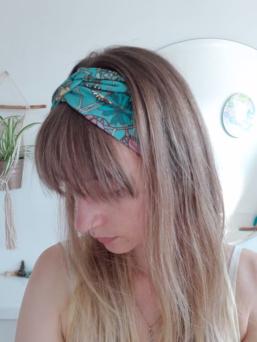 Knot Headband in Organic Cotton Floral Print. Adults & Childrens Faux Knot Headband. Matching Adult Child Headbands. Wildflowers Print