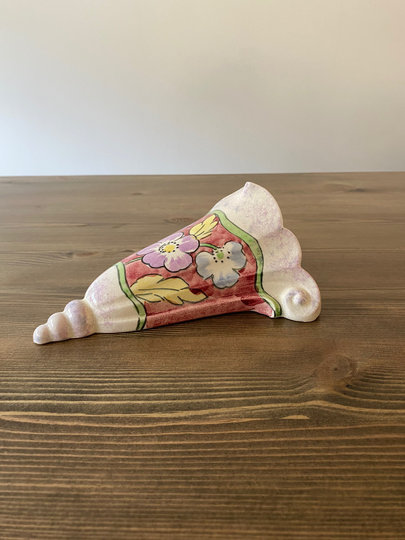 Vintage Kesington Lustreware Hanging Wall Planter Ceramic Mounted Pink, Yellow, Violet & Green Iridescence