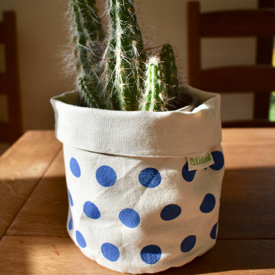 Patterned Organic Fabric Storage Pot