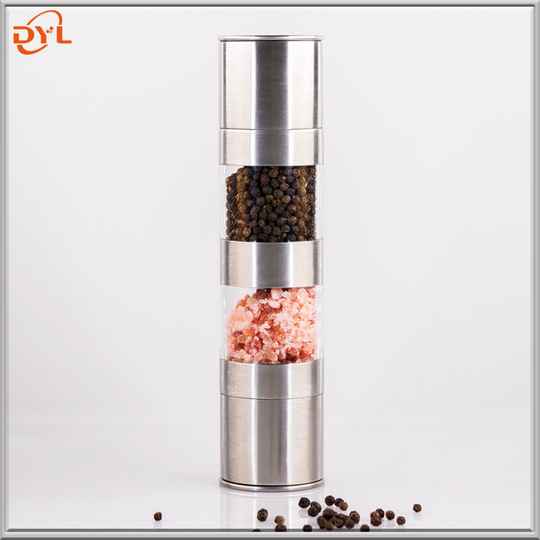 2 in 1 Salt and Pepper Grinder, Stainless Steel salt Grinders and Pepper Mill Set with Adjustable Ceramic Rotor