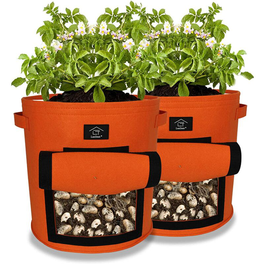 Garden Planting Bags, 2 x 9 Gallon Vegetable Bags, Potato Planting Bag with Nonwoven Window (2, Orange)