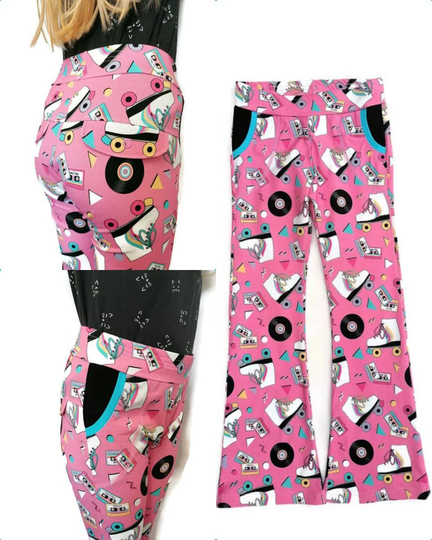 Roller Disco Bootleg Trousers, Unisex Kids Flares, Organic Cotton Baby & Leggings, Rollerskate Gift For Kids, Derby Outfit