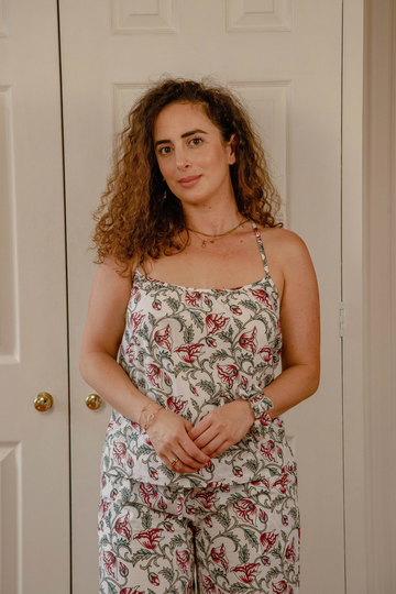 Organic Cotton Cami Top, Block Print, 100% Uk, Womens Cami, Eco-Cotton Pj, Gifts For Her