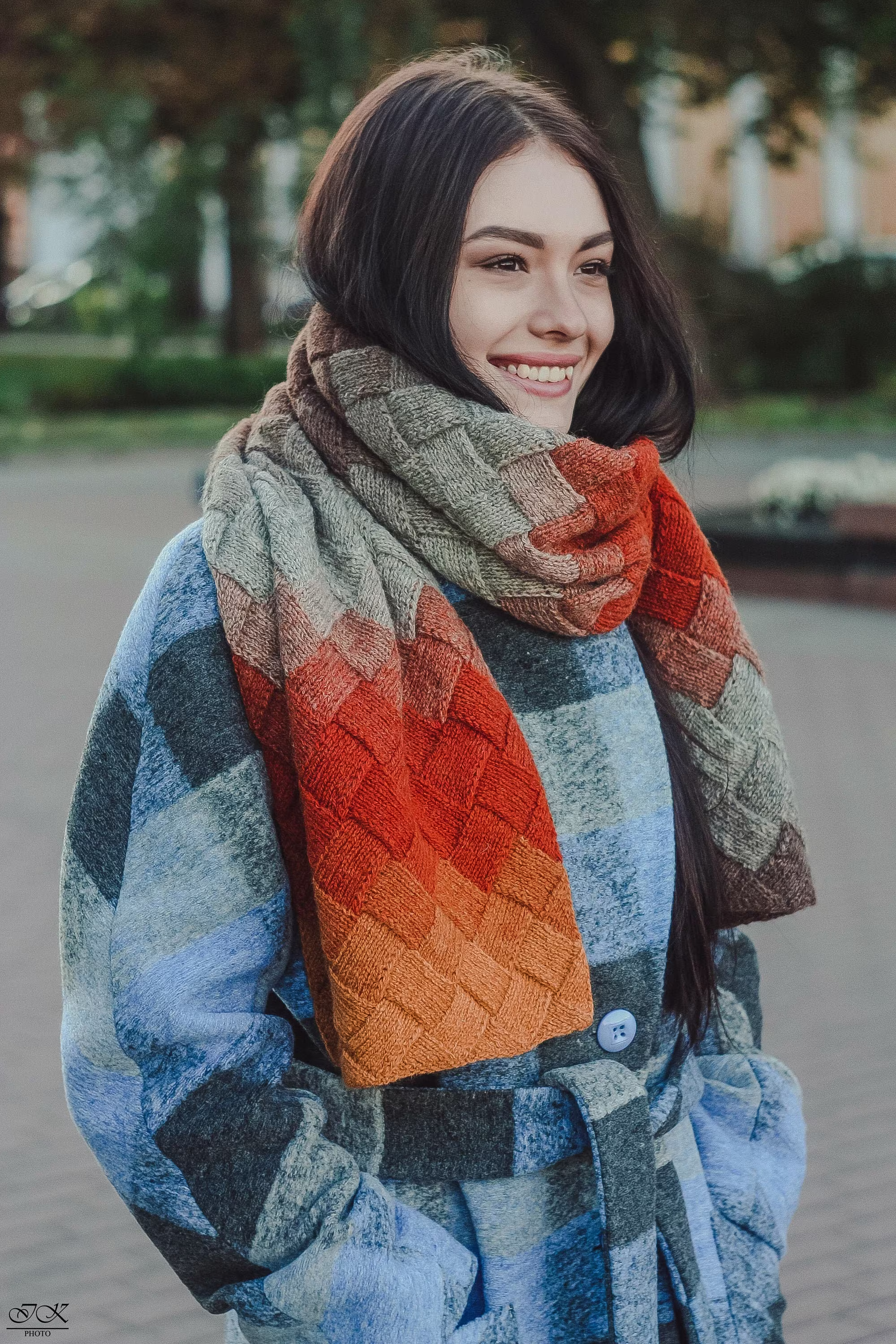 Knitted Wool Scarf, Organic Orange Knit Wrap For Women The Best Valentine's Day Gift Mom Sister Friend