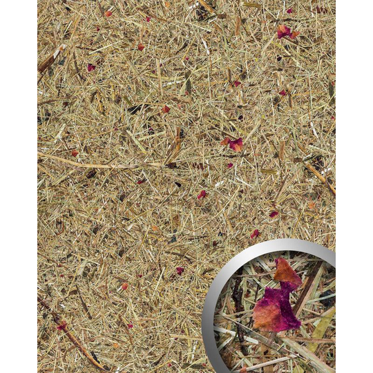 Wallface - Design panelling nature decor AL-11003 alpine rose textured wall panel with natural raw alpine flowers and herbs matt self-adhesive brown