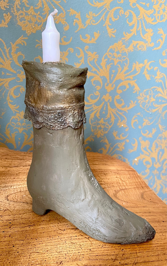 Lightweight Concrete Victorian Lady Boot Candle