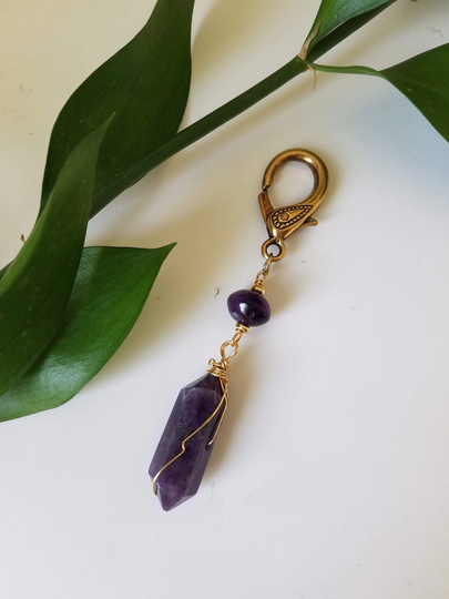 Amethyst & Clear Quartz Decor|Indoor Plant Charms| Macrame Crystal Decor |Hanging Charms |House Art|Crystal Gift