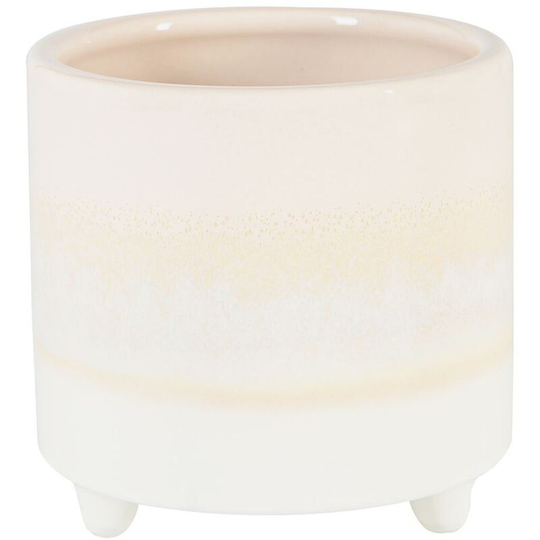 Nicola Spring Reactive Glaze Footed Plant Pot - 10.5cm - Natural
