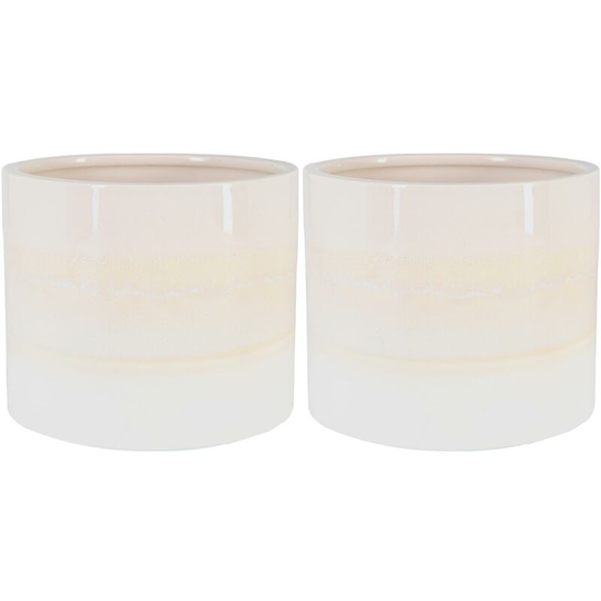 Reactive Glaze Plant Pots - 15.5cm - Natural - Pack of 2 - Nicola Spring
