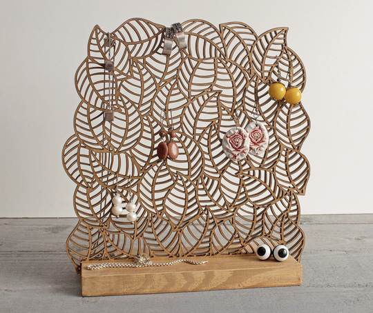 Wood Jewelry Organizer - Tree Leaves/Earring Holder Wooden Storage Gift For Any Woman Stand