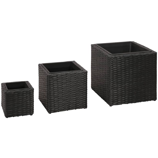 Vidaxl - Garden Raised Beds 3 pcs Poly Rattan Black Black