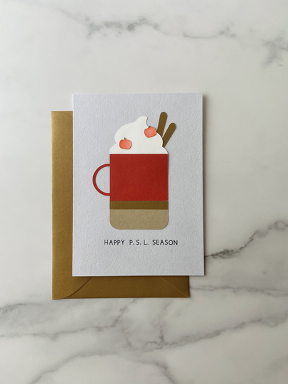 Happy Pumpkin Spice Latte Season - Handmade 3D Funny Fall/Halloween Thanksgiving Holiday Card