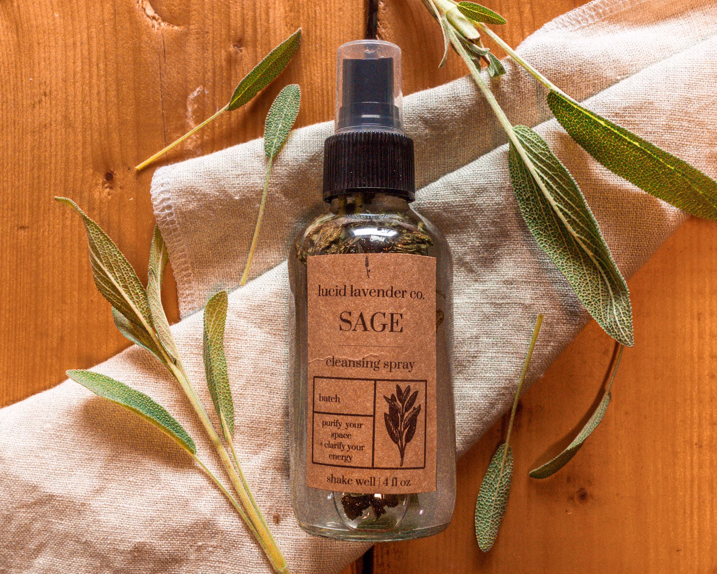 Organic Sage Cleansing Spray | Natural Energy Clearer