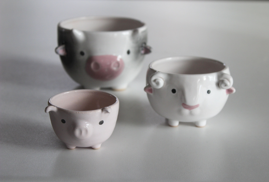 Cow Pig Sheep Pottery Indoor Flower Pot | Domestic Animals Cactus Dish Small Ceramic Succulent Seedling Planter Housewarming Gift