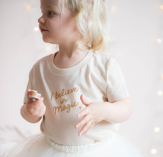 'I Believe In Magic' Glitter Organic Child's T Shirt