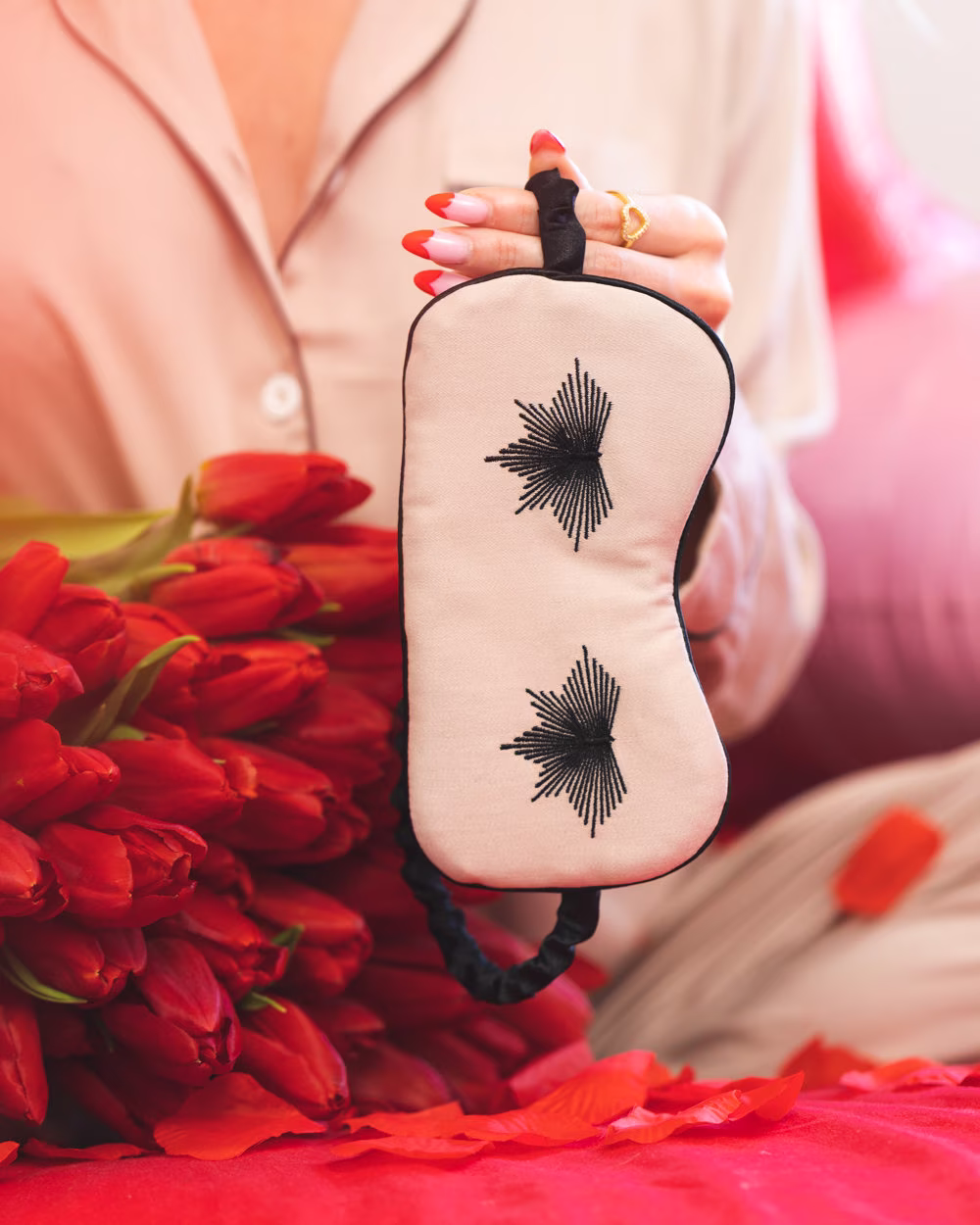 Powder Pink & Black Sleep Mask