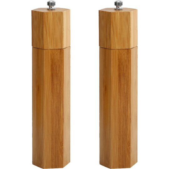 Wooden Salt and Pepper Grinder Set, Acacia Wood Salt and Pepper mills set Refillable 8 inch color box
