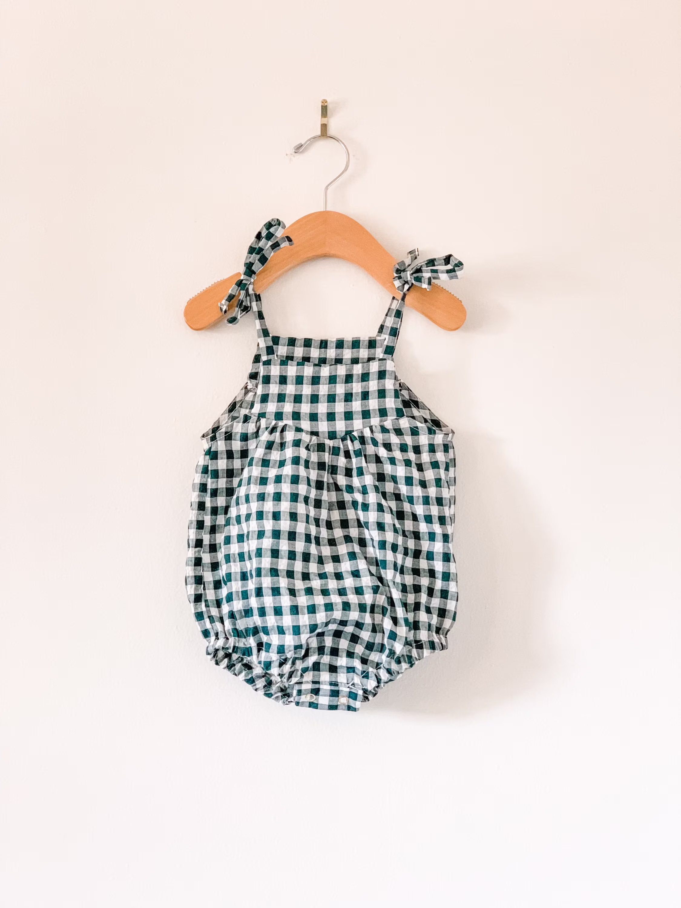 Gingham Baby Romper // Organic Kids Clothes Clothing/Playsuit Tie Shoulder Bubble Summer