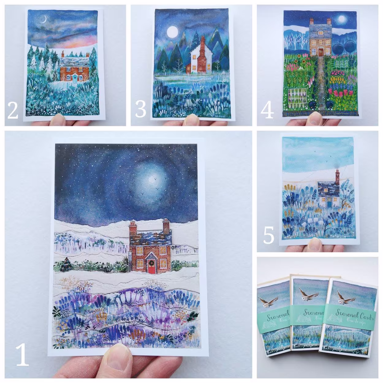 Last Packs - Individual Design Seasonal Cards Pack Of 8 A6 With Kraft Envelopes