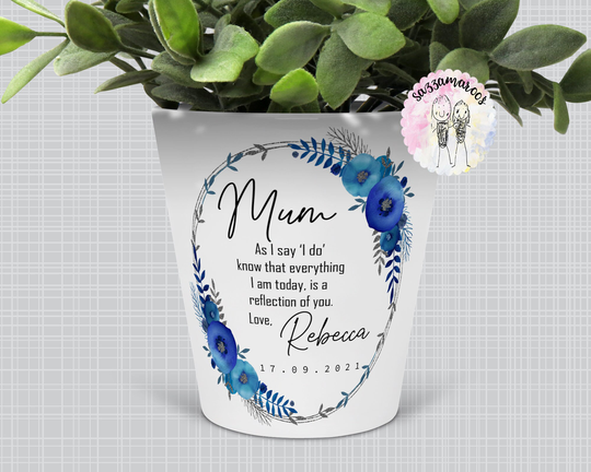 Personalised Mother Of The Bride Plant Pot | Blue Wedding Gift From Daughter in Law