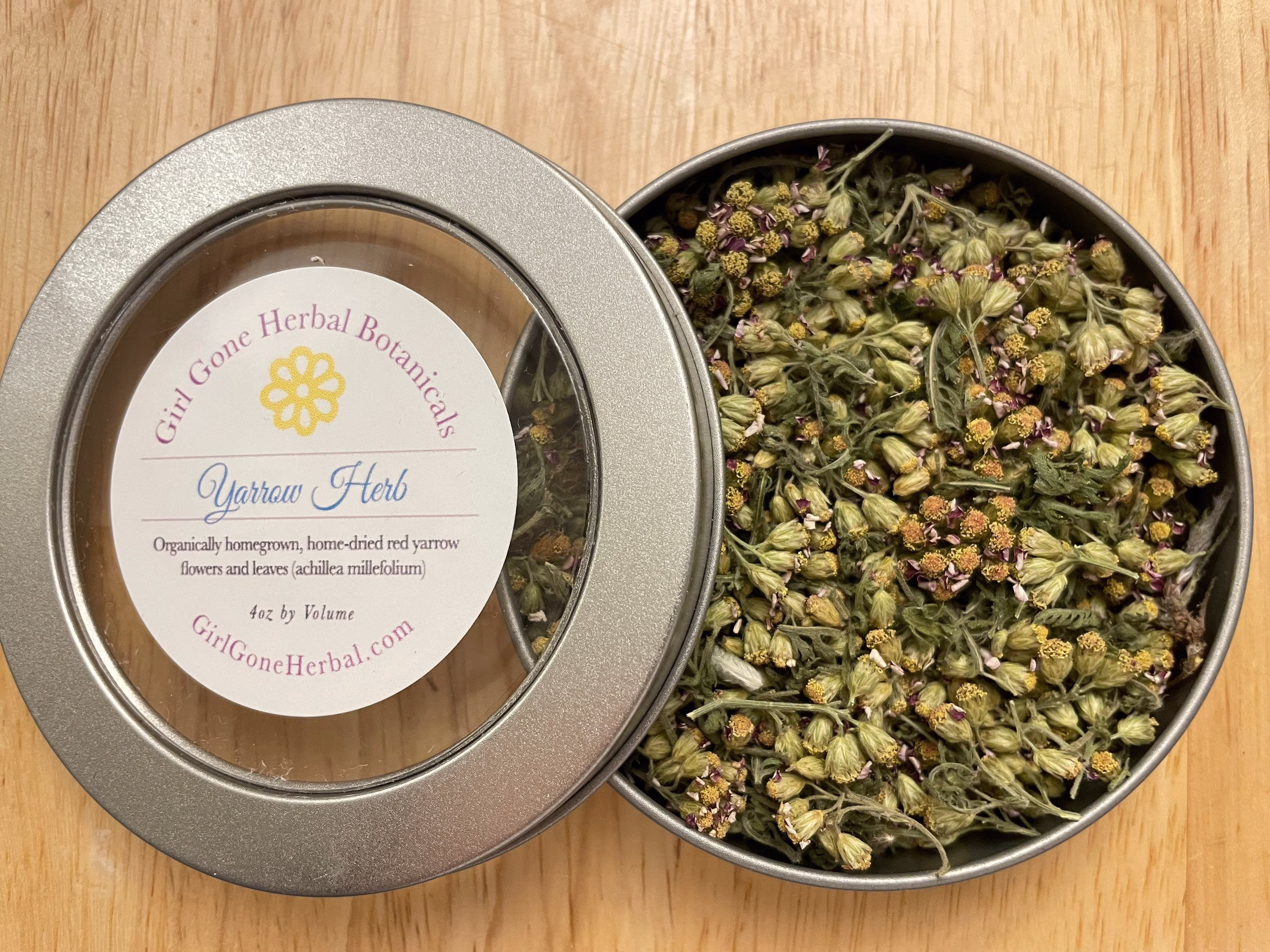 Yarrow Achillea Herbal Tea, Tummy Anti-Anxiety Anti-Inflammation Red Decoction, Loose Leaf Tea Tin
