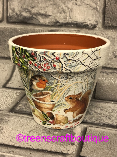 Robin & Squirrel Flower Pot