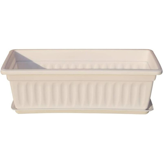 1 Piece Rectangular Window Flower Box Plant Pot, Plastic Planter Plant Container Gardening Tools for Windowsill, Garden, Balcony White 44x19x14cm