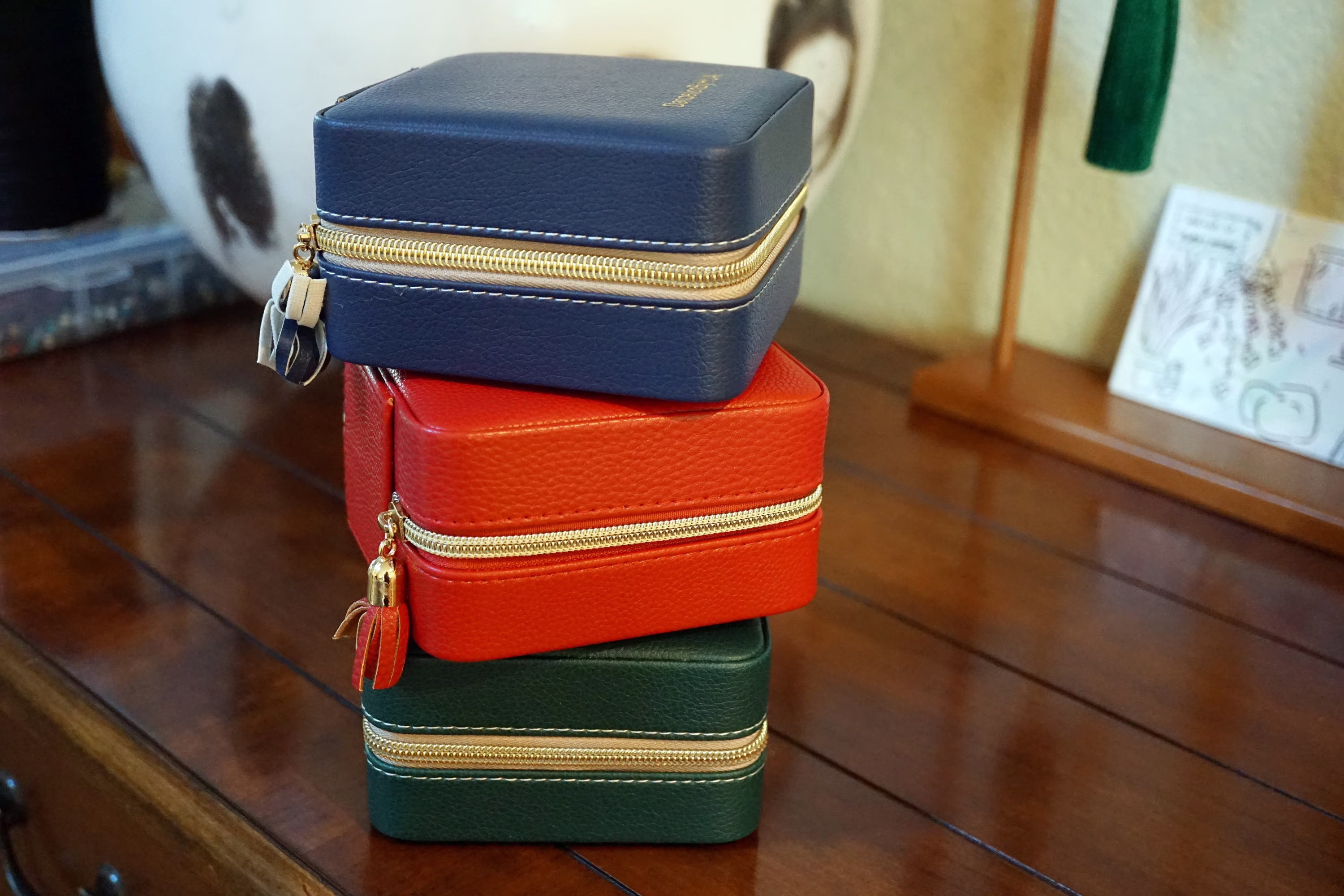 Travel Jewelry Organizer, Pu Leather Portable Case, 2 Layers Organizer Display, Storage Holder Box With Mirror