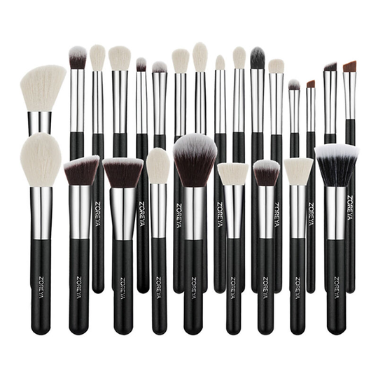 Perle Rare - makeup brushes Foundation Brush Kit Powder Blush Lipstick Natural Synthetic Hair Brushes 25 Pieces Black/Silver T175