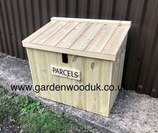 Large Doorstep Wood Parcel Box. Porch Storage Handmade Wooden