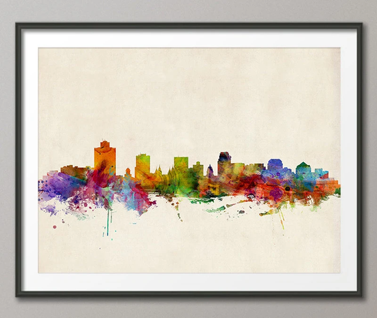 Salt Lake City Skyline, Utah Cityscape Art Print | 158