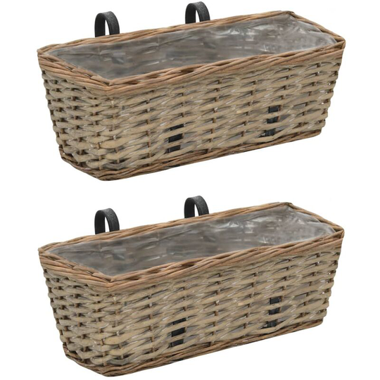 Devenirriche - Balcony Planter 2 pcs Wicker with pe Lining 40 cm - Brown