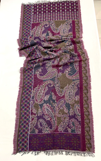 Silk Wool Shawl, Paisley Pattern Reversible All Season Women Fashion Soft Silk Feel Good Shawl Wrap